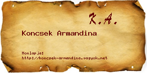 Koncsek Armandina névjegykártya